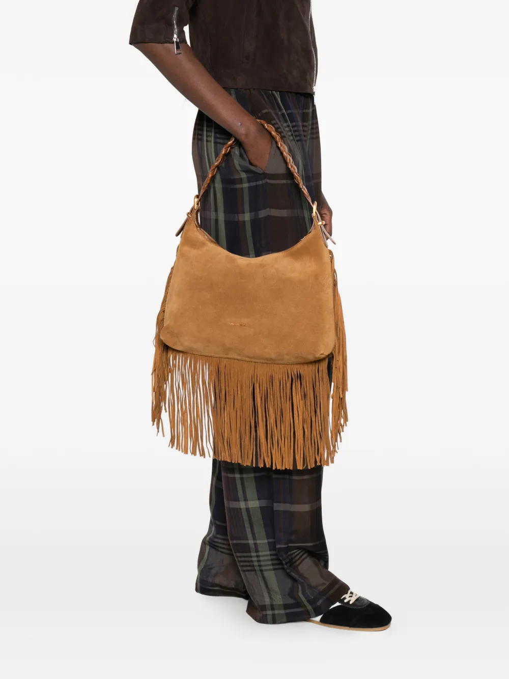  Vanessa Bruno Pm Jess Suede Shoulder Bag - Neutrals 