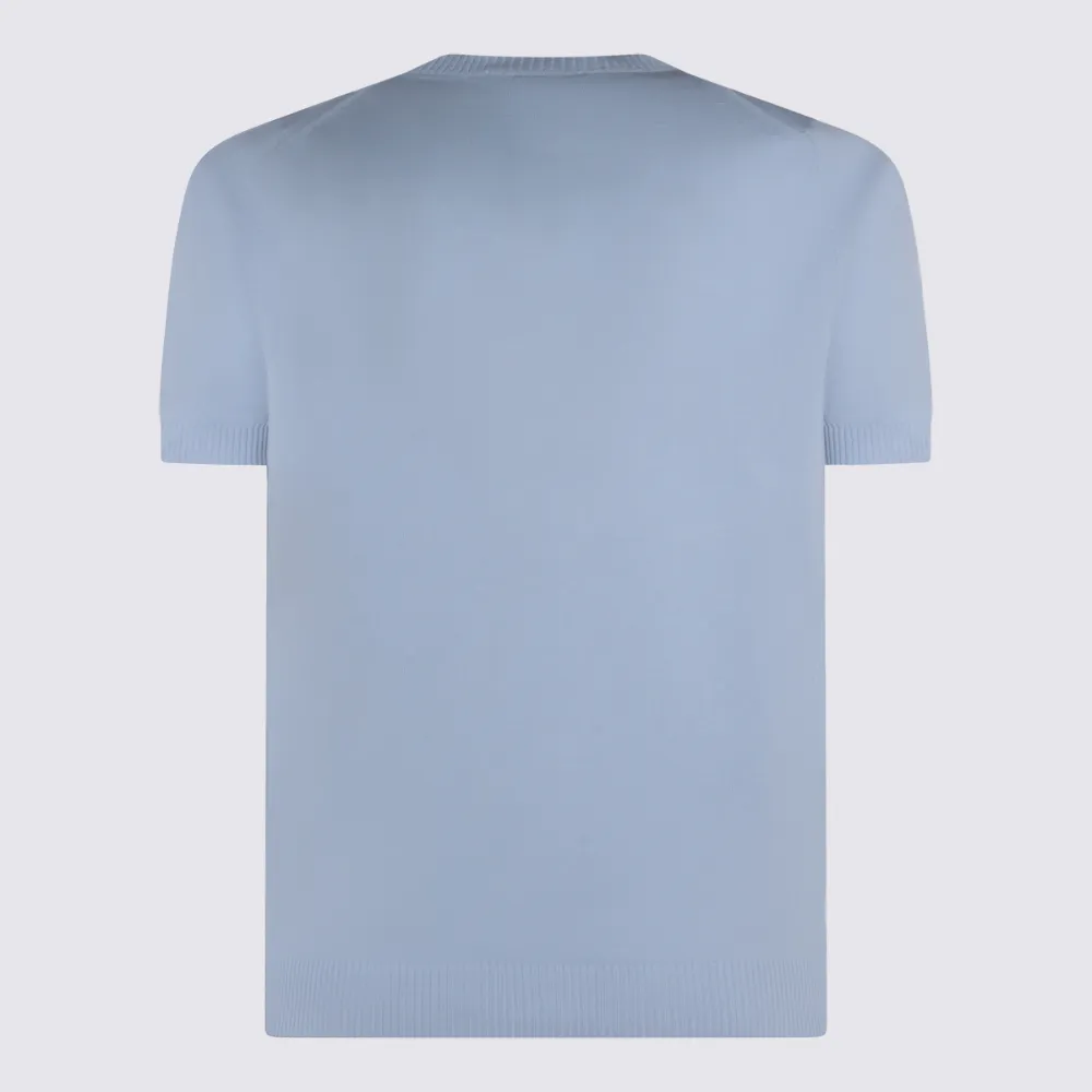 Malo Geribbeld T-shirt Blauw