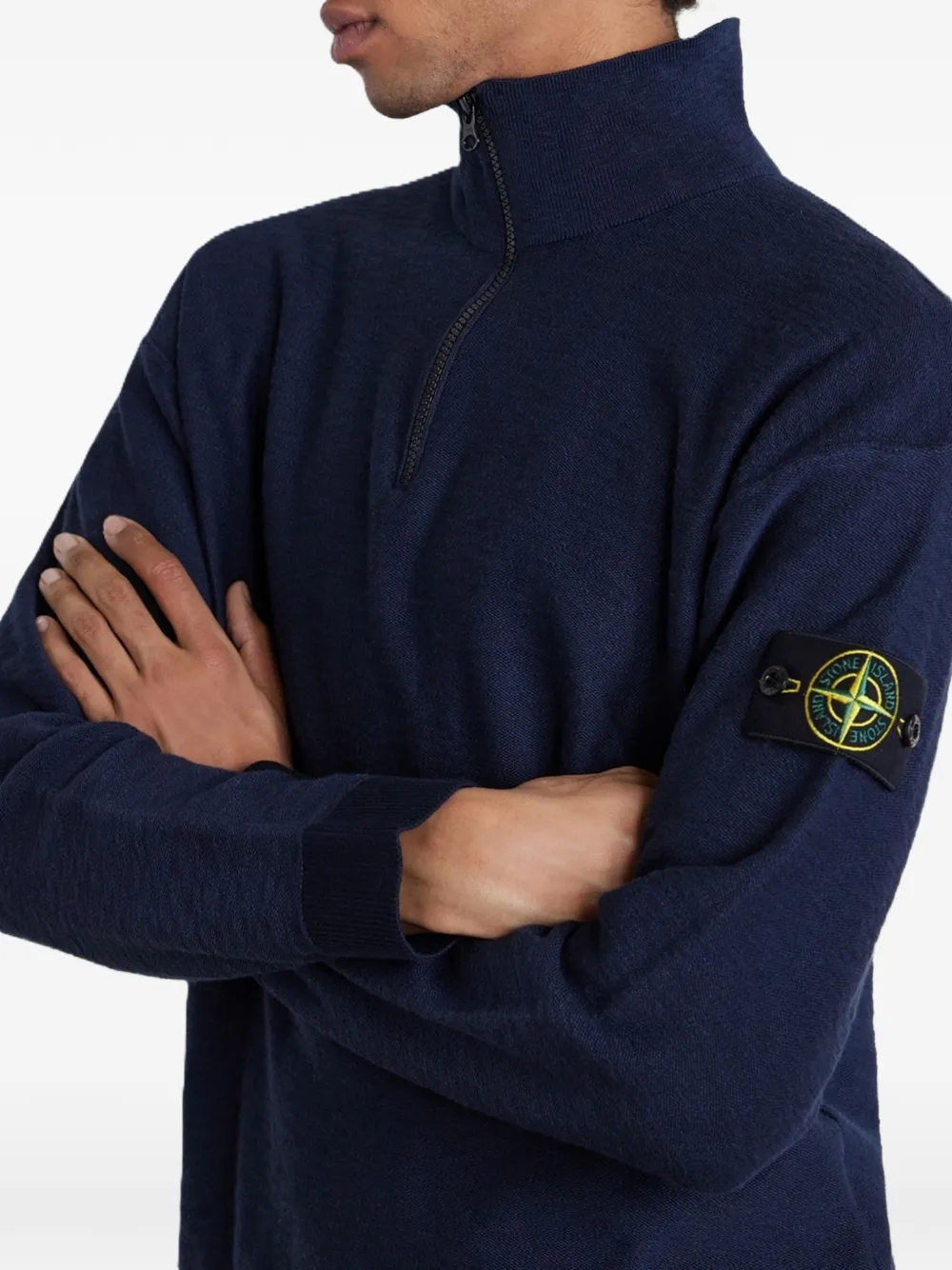 Stone Island Trui met logo-applicatie en rits Blauw