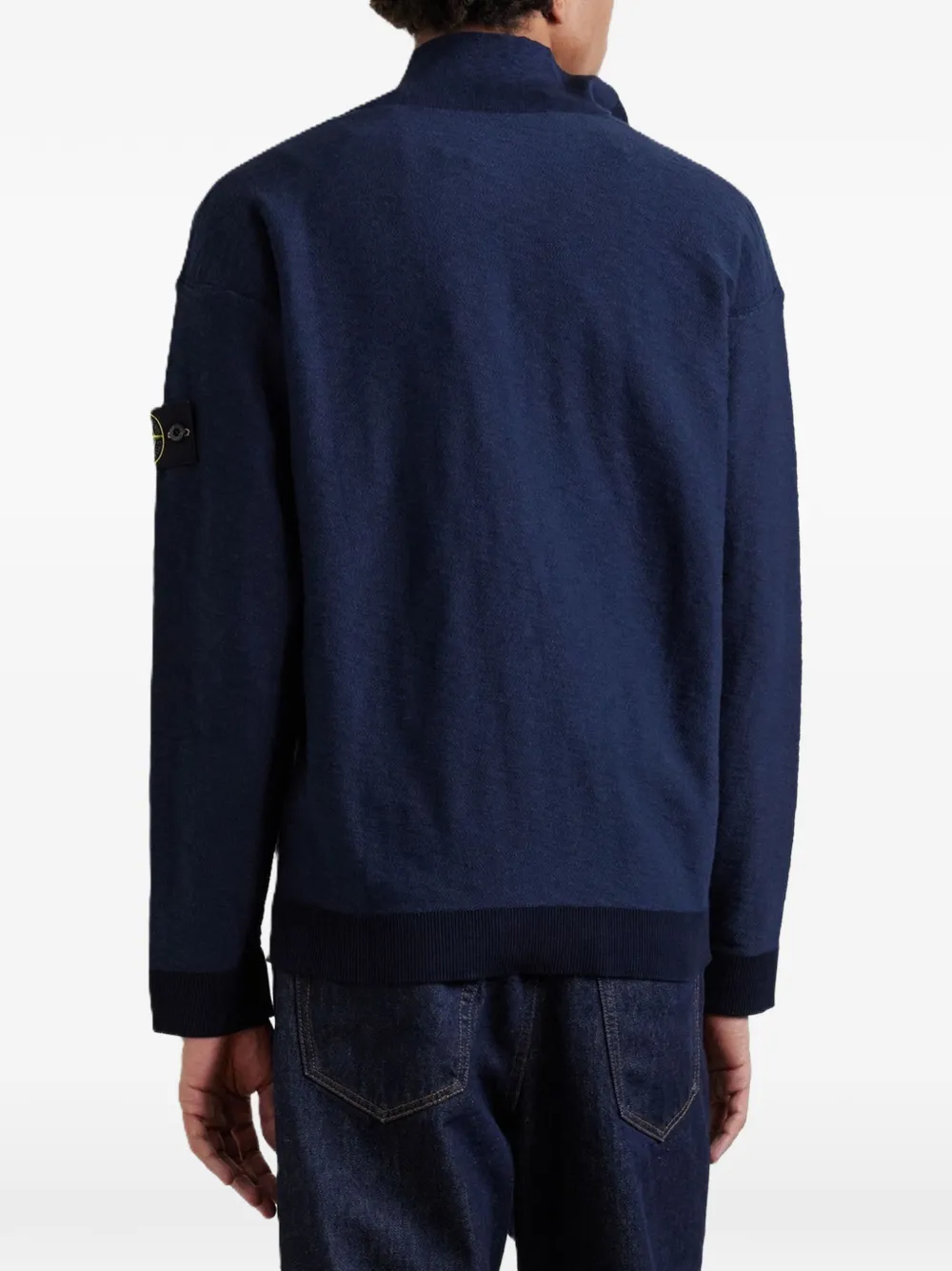 Stone Island Trui met logo-applicatie en rits Blauw