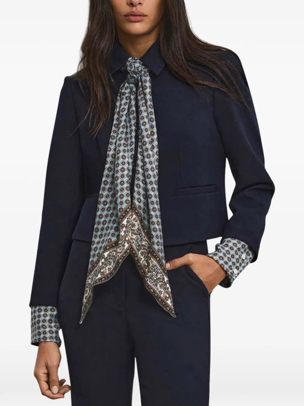  Veronica Beard Ismena Pattern-cuff Jacket - Blue 