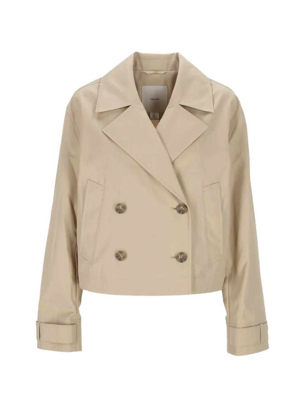 Calvin Klein Cotton twill short trench jacket - Neutrals