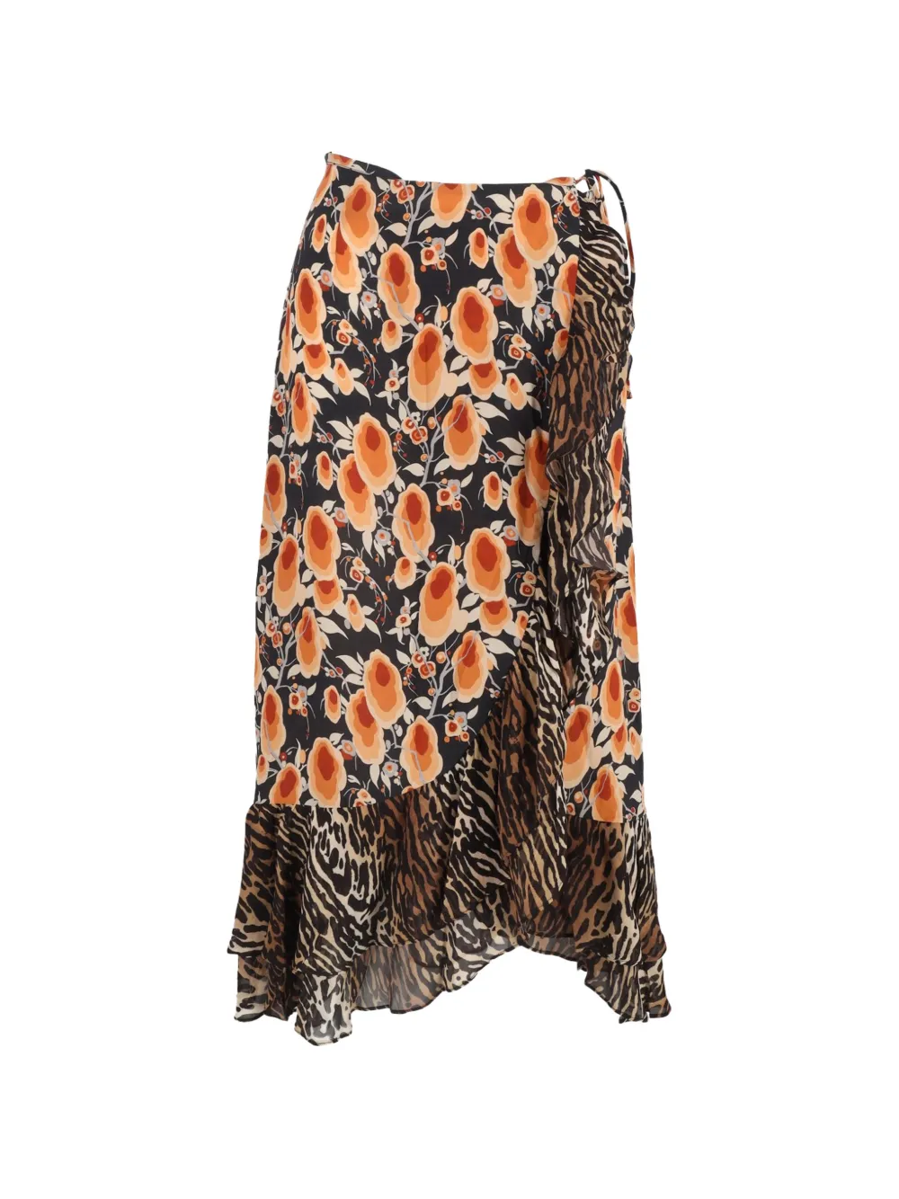 Rixo Liv printed wrap midi skirt - Nero