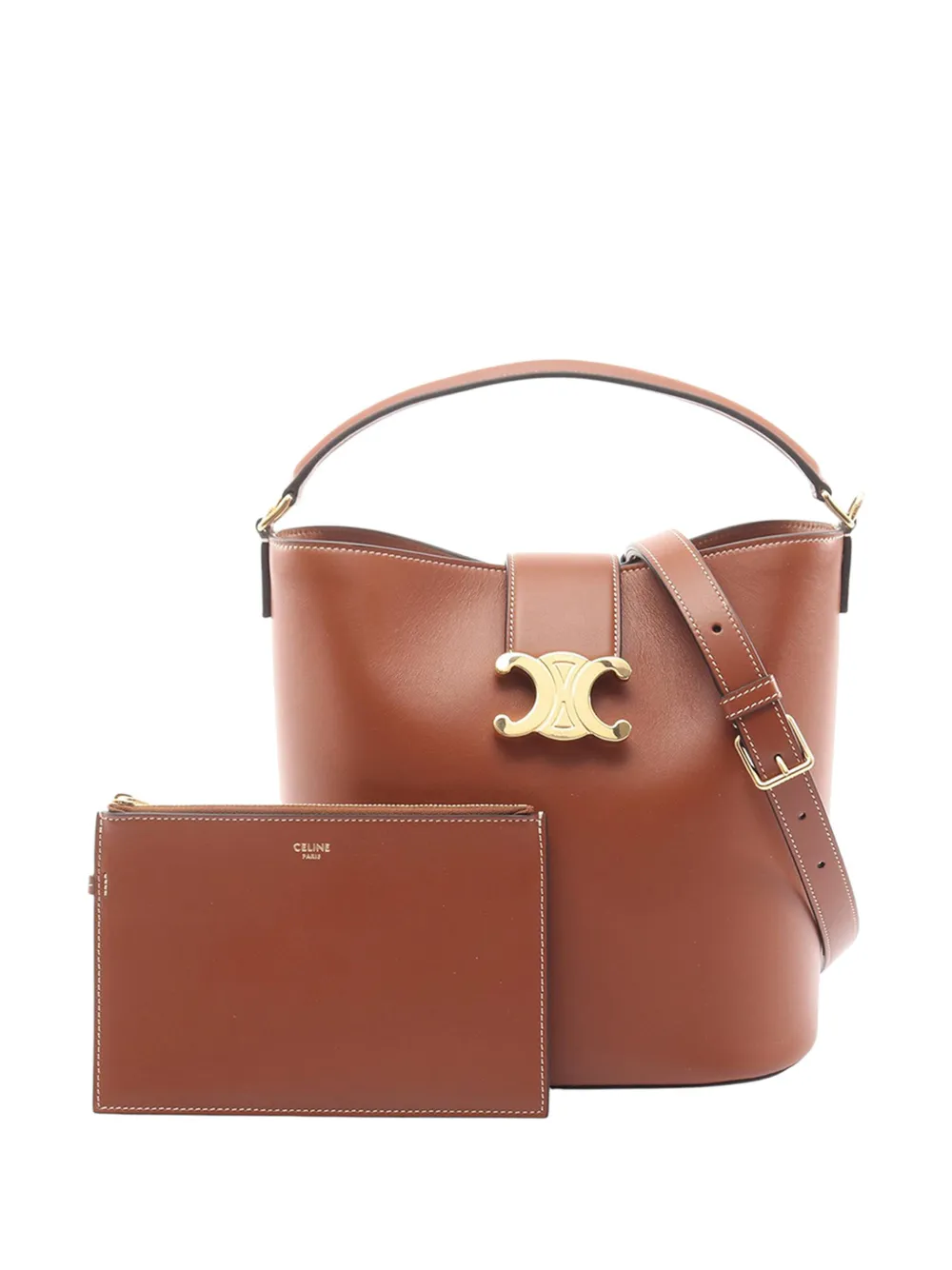 Celine Pre-Owned 2010-2026 Medium Smooth Calfskin Louise Bucket Bag handbag - Marrone