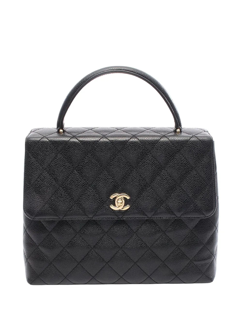 CHANEL Pre-Owned 2002-2003 CC Quilted Caviar Kelly Top Handle Bag handbag - Nero