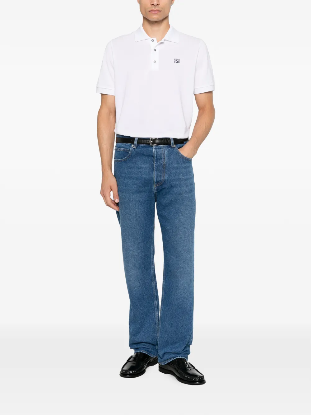 FENDI Poloshirt met logo Wit