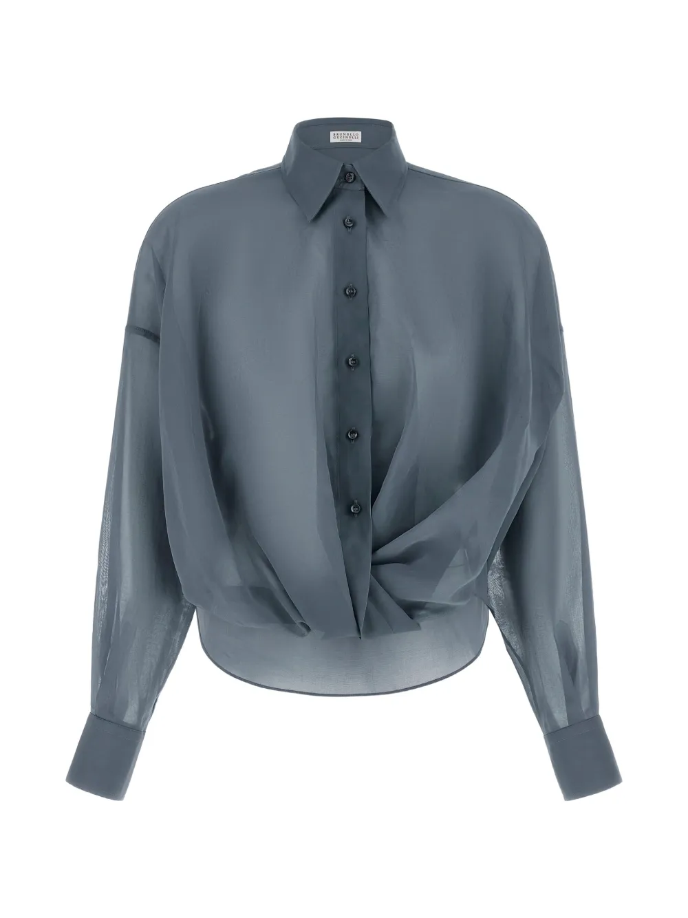Brunello Cucinelli Monili taffeta shirt - Blu