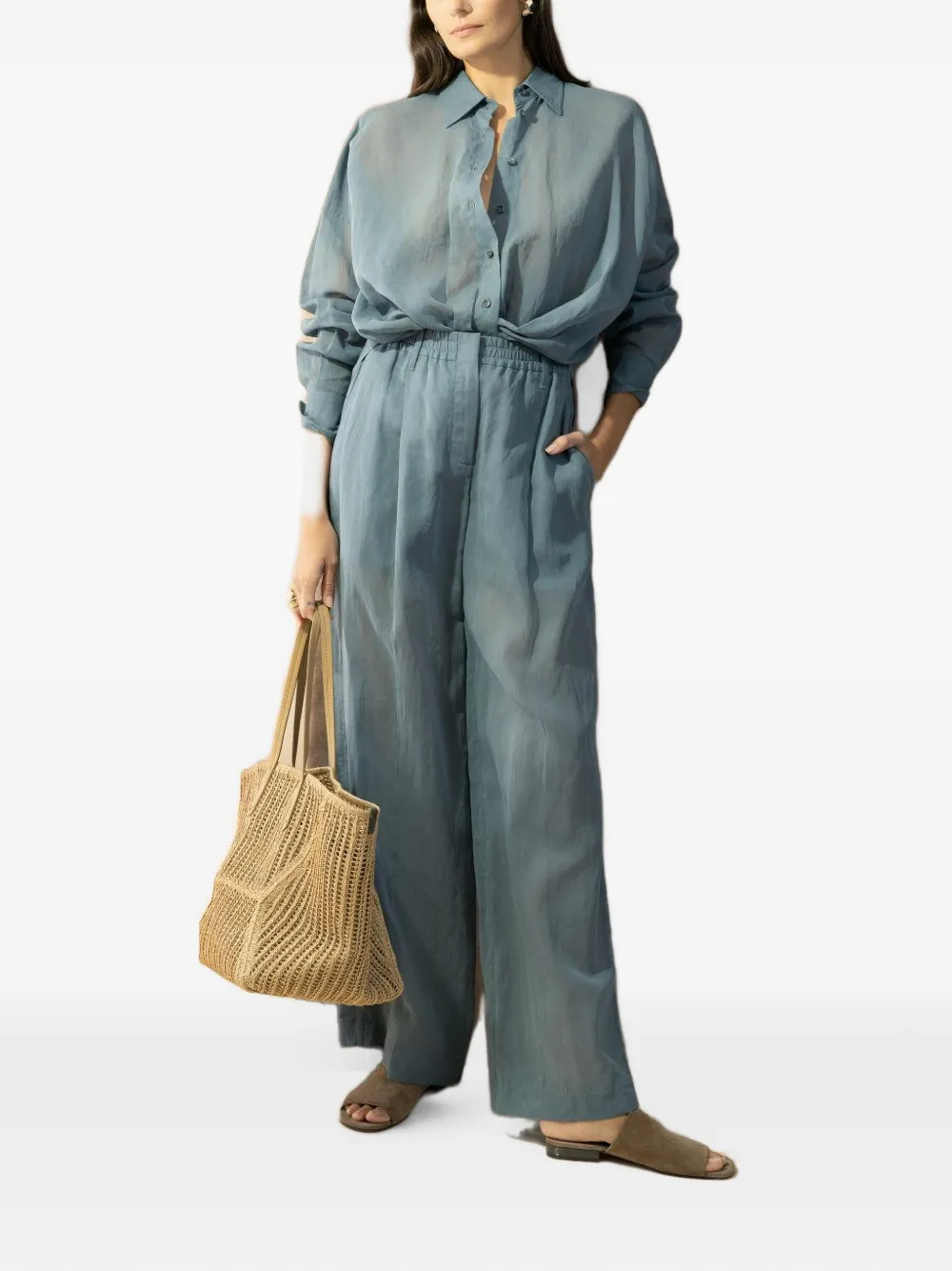 Brunello Cucinelli Monili katoenen blouse Blauw