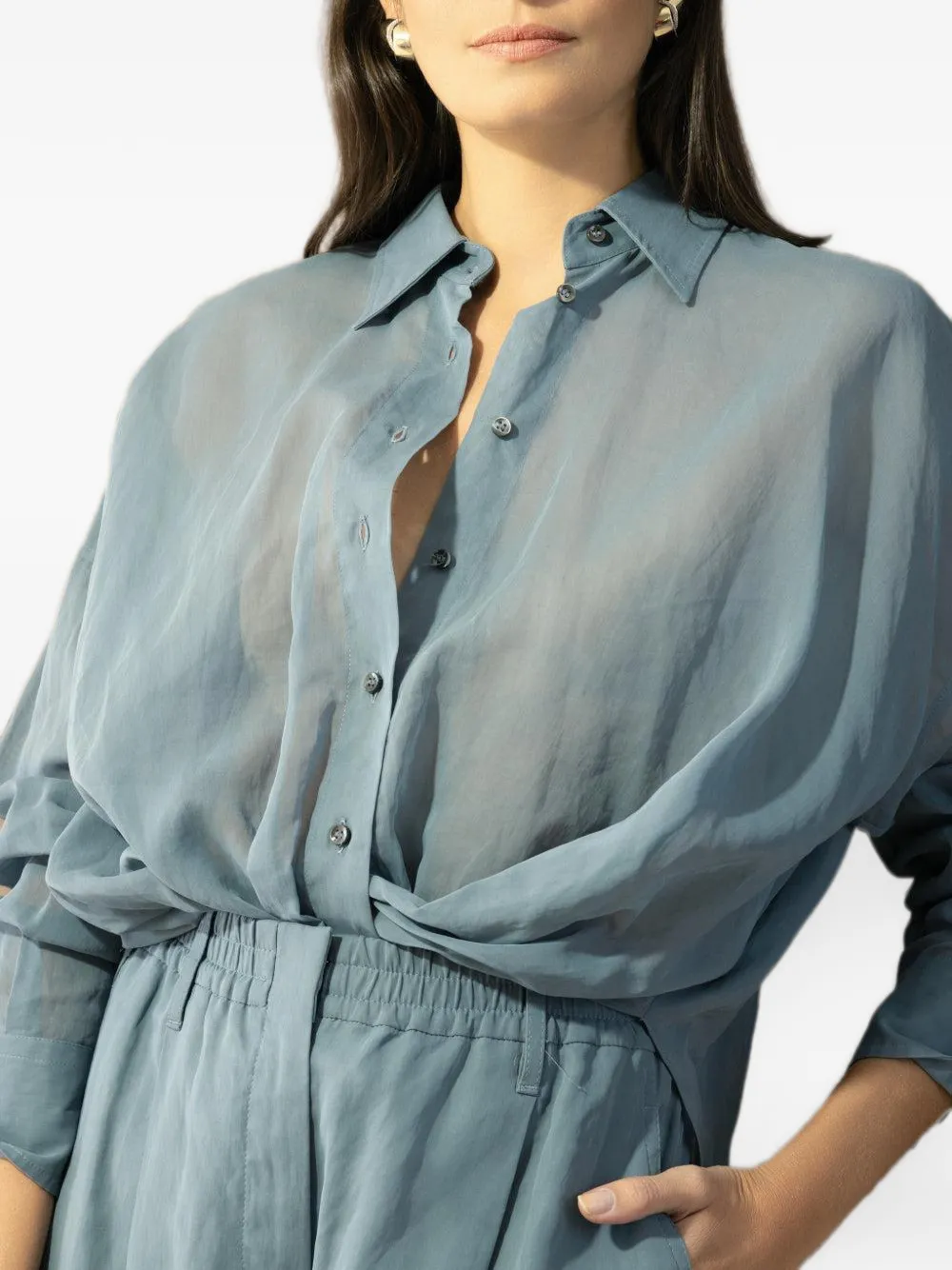Brunello Cucinelli Monili katoenen blouse Blauw