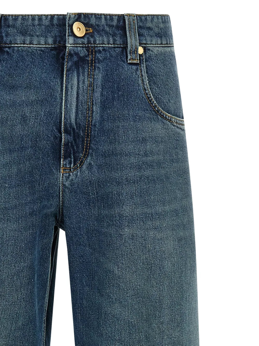  Brunello Cucinelli Contrast-stitching Stonewashed-denim Jeans - Blue 