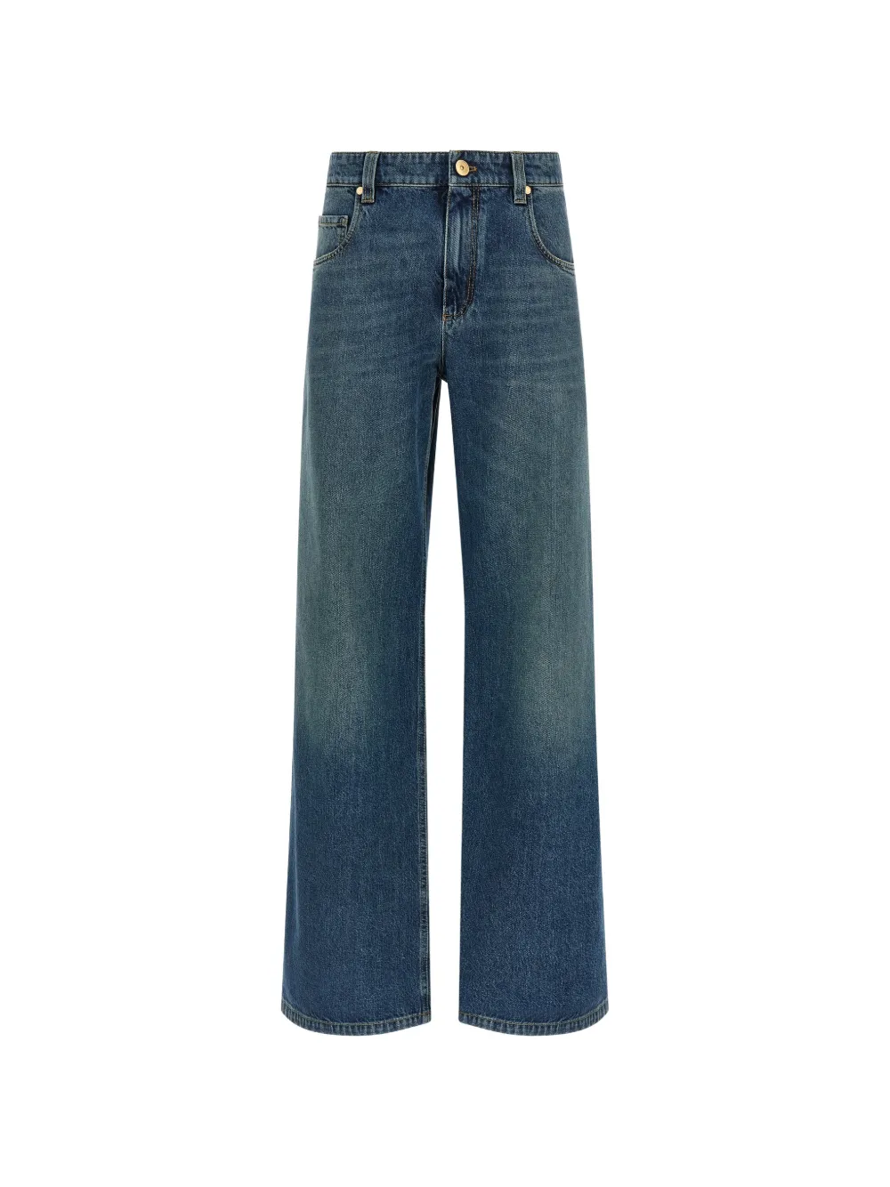 Brunello Cucinelli contrast-stitching stonewashed-denim jeans - Blu