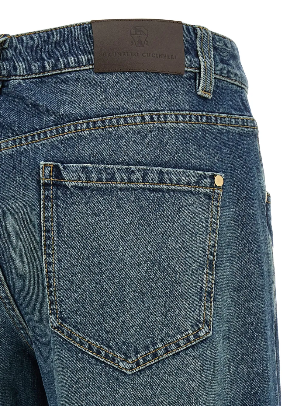Brunello Cucinelli Jeans met contrasterend stiksel en stonewashed-effect Blauw