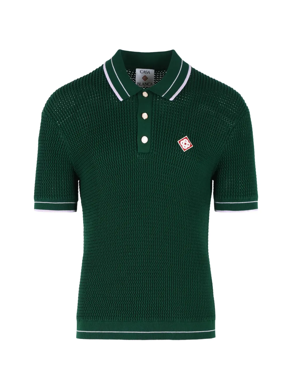 Casablanca logo-patch buttoned polo shirt - Verde