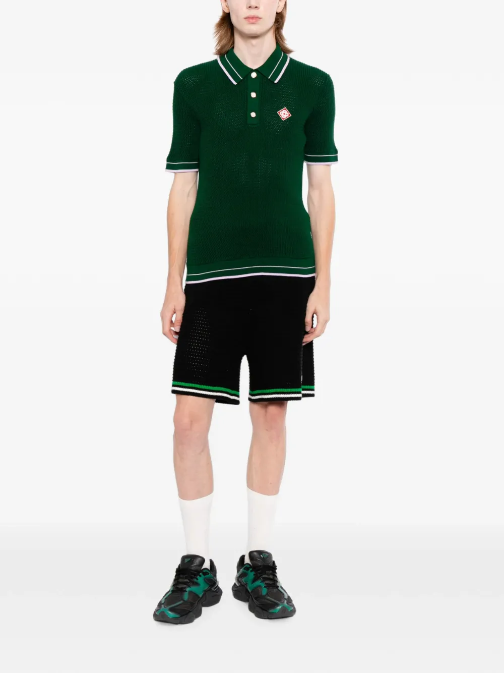 Casablanca Poloshirt met logopatch en knopen Groen