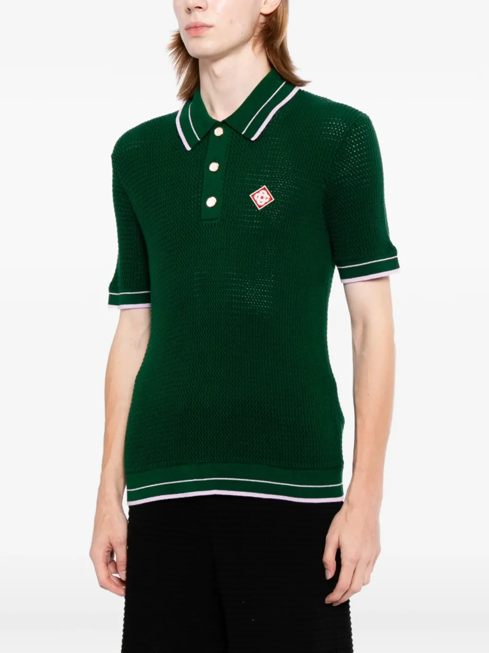 Casablanca Poloshirt met logopatch en knopen Groen