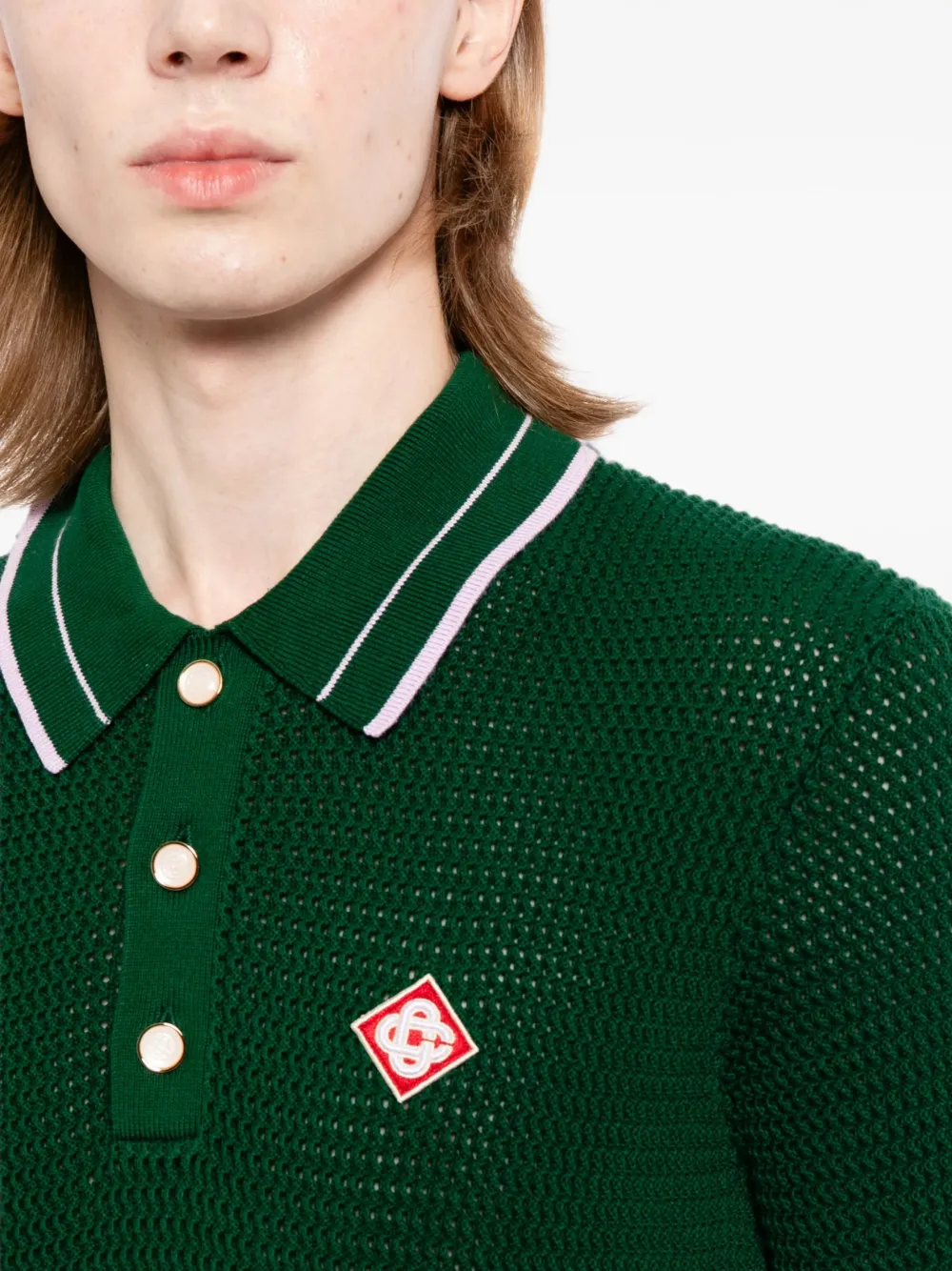 Casablanca Poloshirt met logopatch en knopen Groen