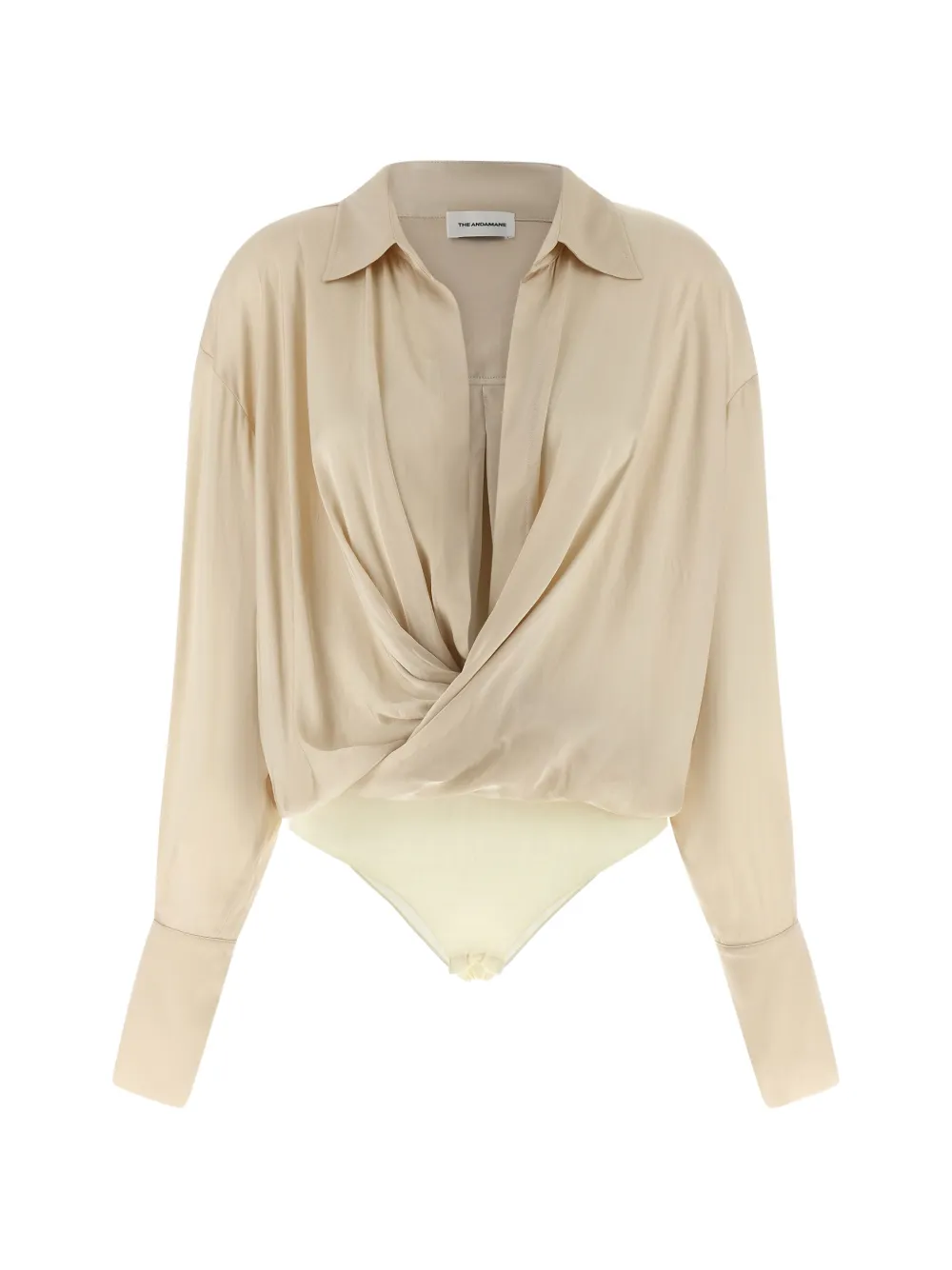 THE ANDAMANE draped long-sleeve bodysuit - Toni neutri