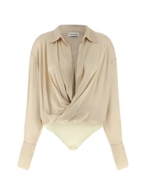 THE ANDAMANE draped long-sleeve bodysuit