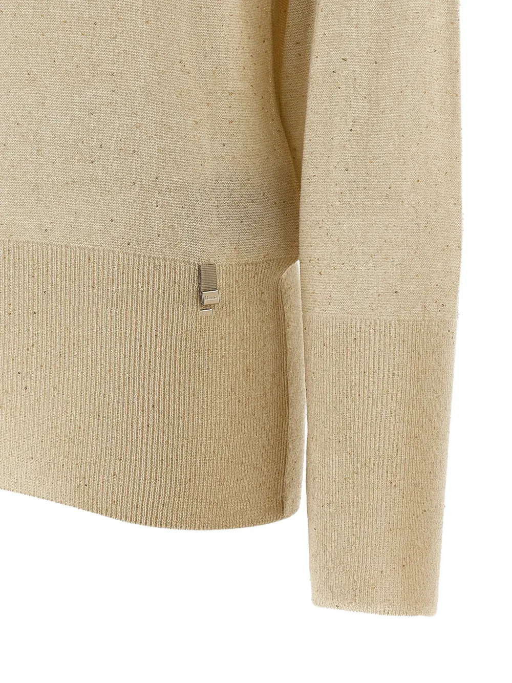 Herno Sweater met pailletten en applicatie Beige