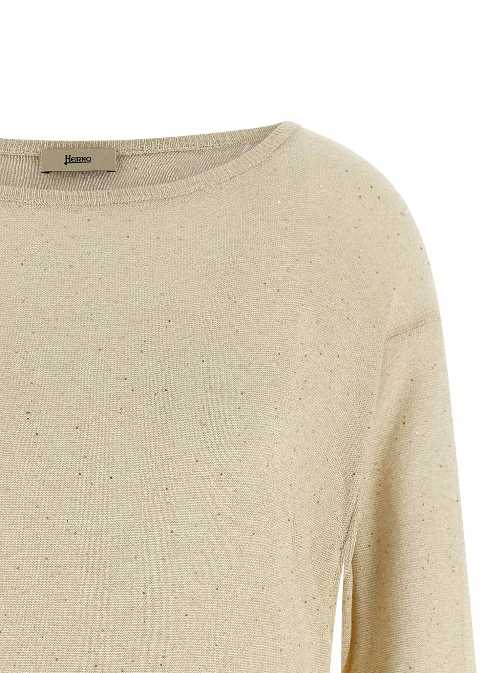 Herno Sweater met pailletten en applicatie Beige
