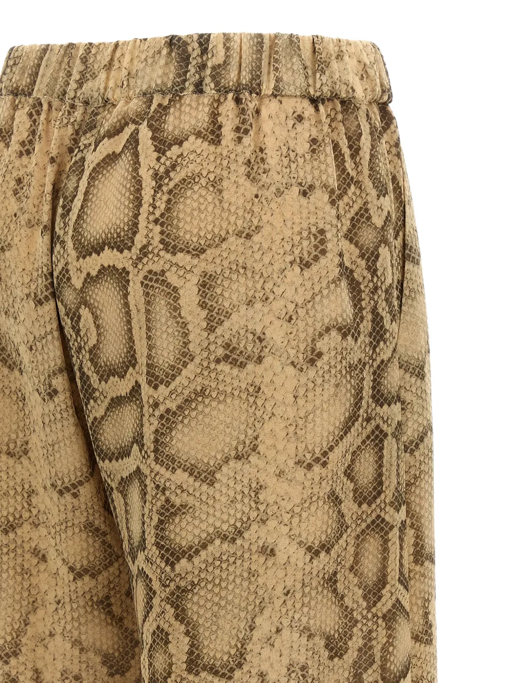 Lena Elasticated-Waist Python-Print Trousers