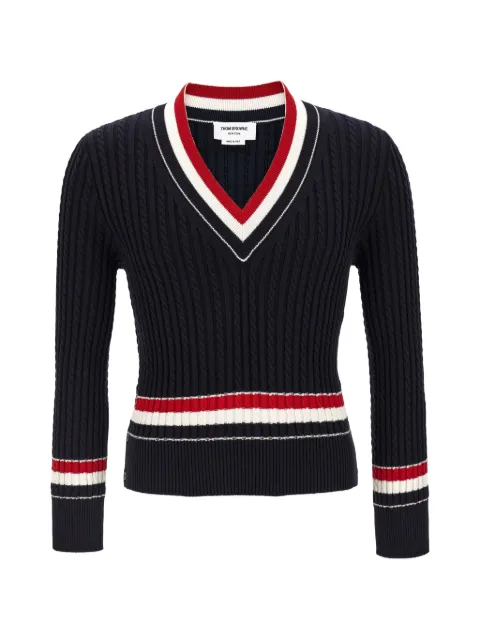 Thom Browne braid tape V-neck cotton sweater