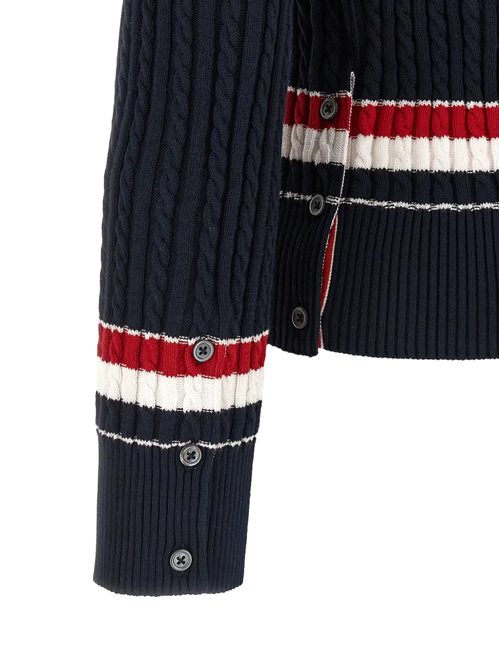 Thom Browne Katoenen trui met V-hals en gevlochten band Blauw