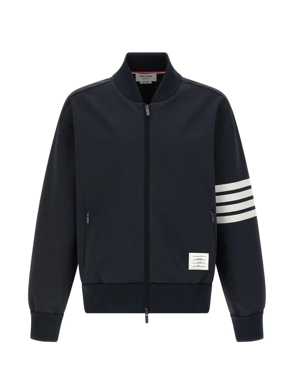 Thom Browne ribbed four-bar bomber jacket - Blue