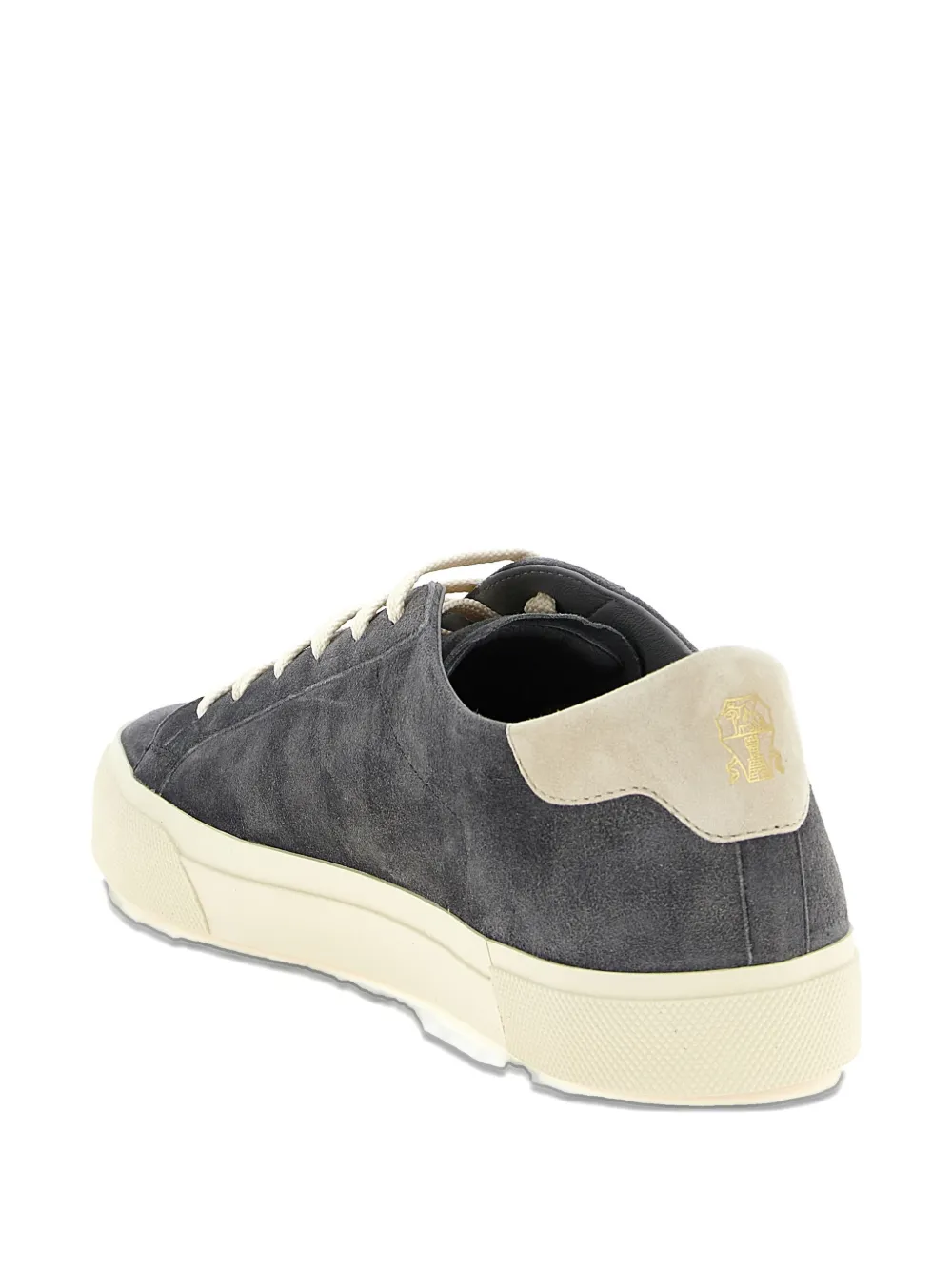 Brunello Cucinelli suede embossed-logo sneakers Grijs