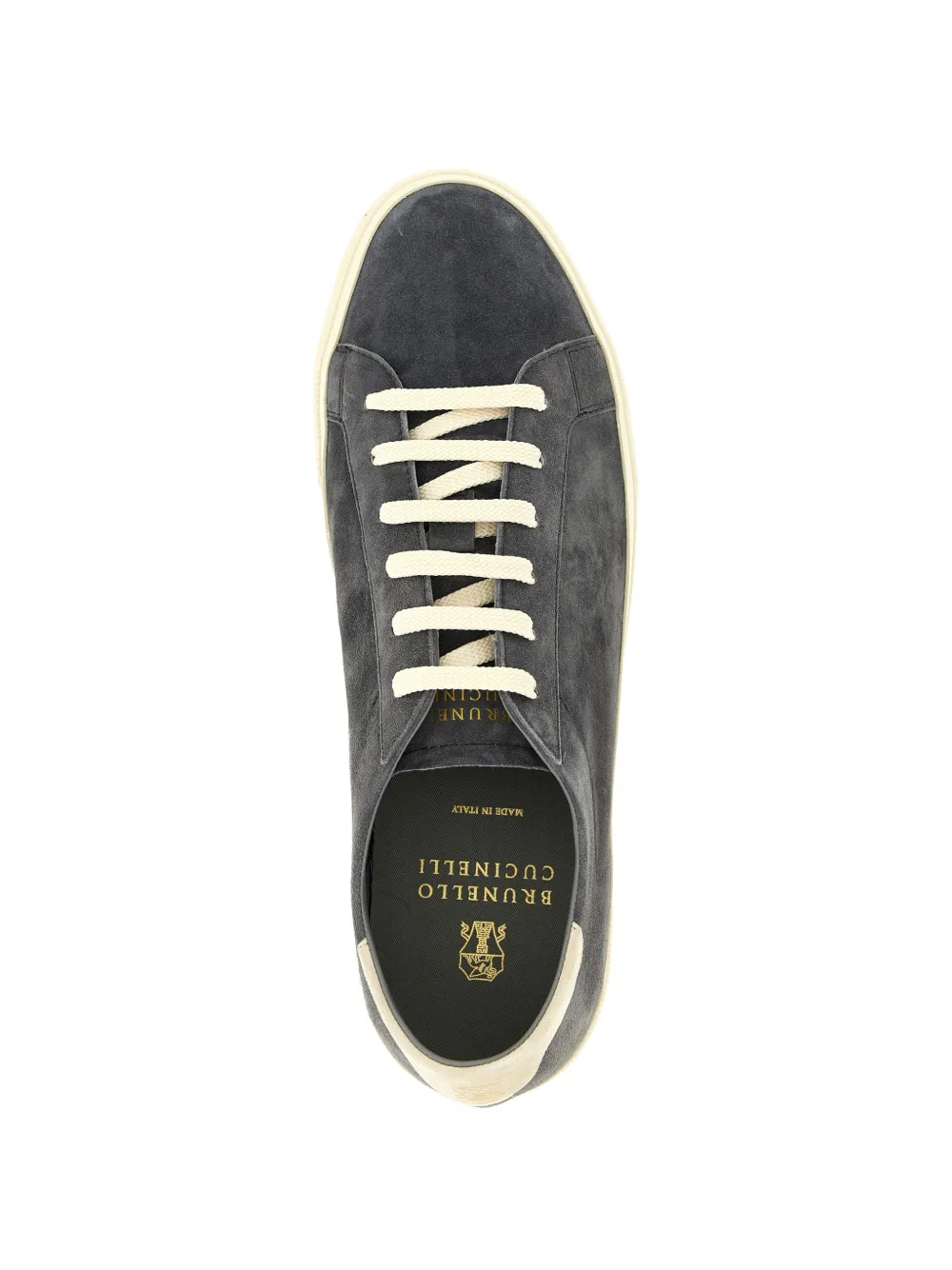 Brunello Cucinelli suede embossed-logo sneakers Grijs