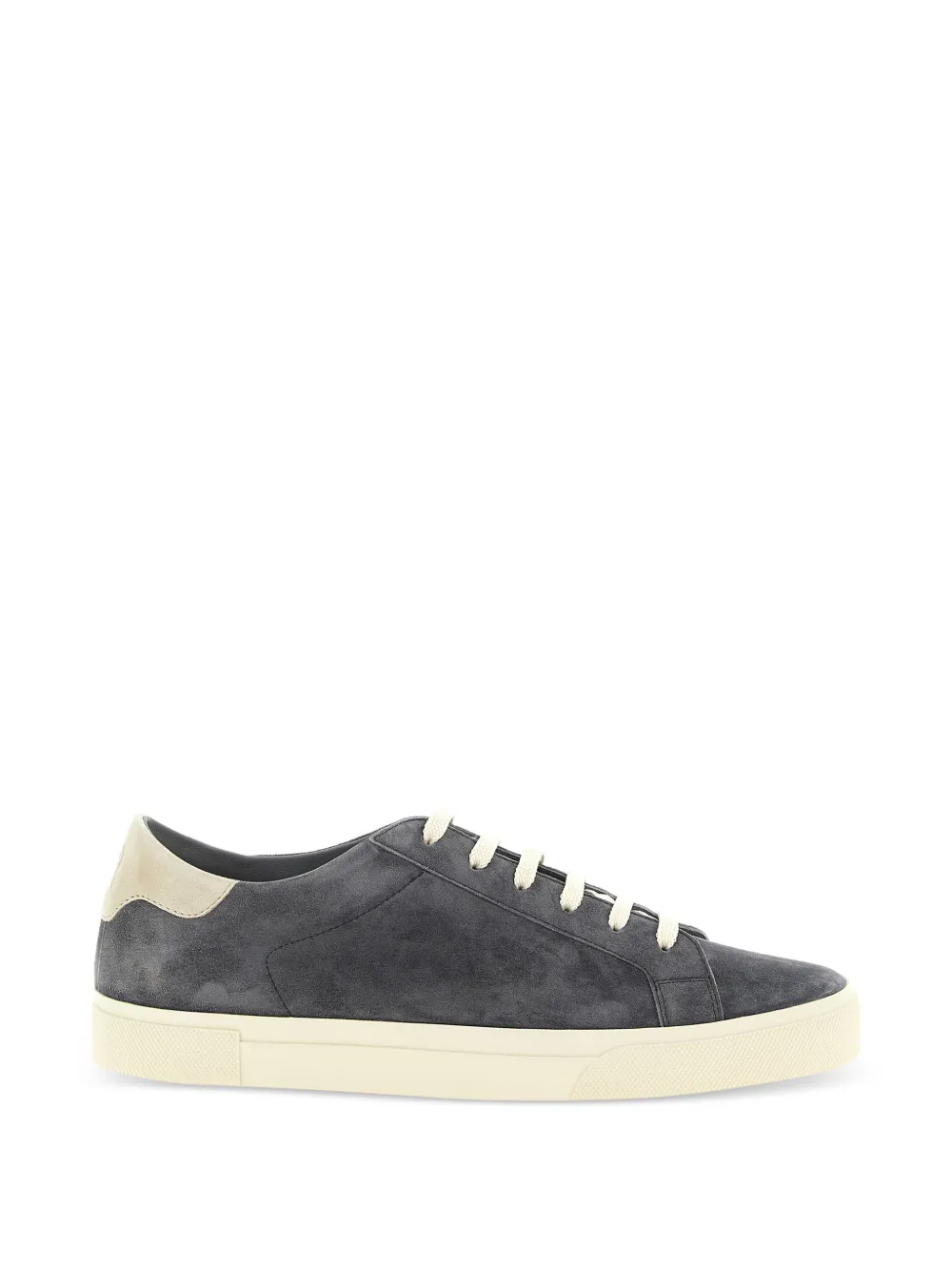 Brunello Cucinelli suede embossed-logo sneakers - Grigio