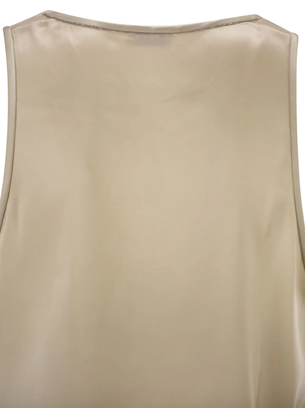 Brunello Cucinelli Satijenen tanktop met diepe ronde hals Beige