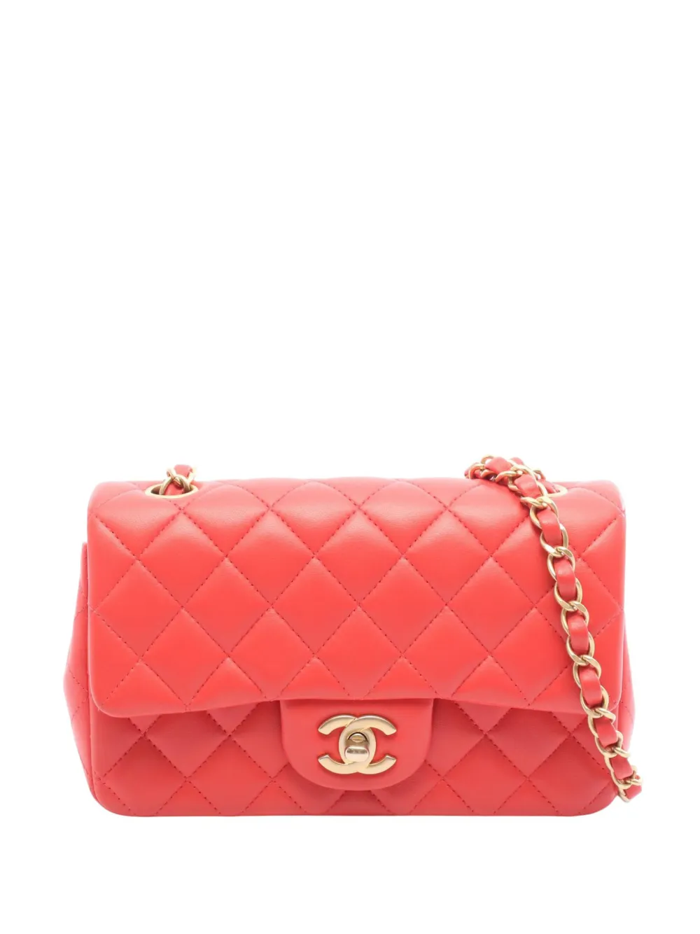 CHANEL Pre-Owned 2019 Mini Rectangular Classic Lambskin Single Flap crossbody bag - Rosso