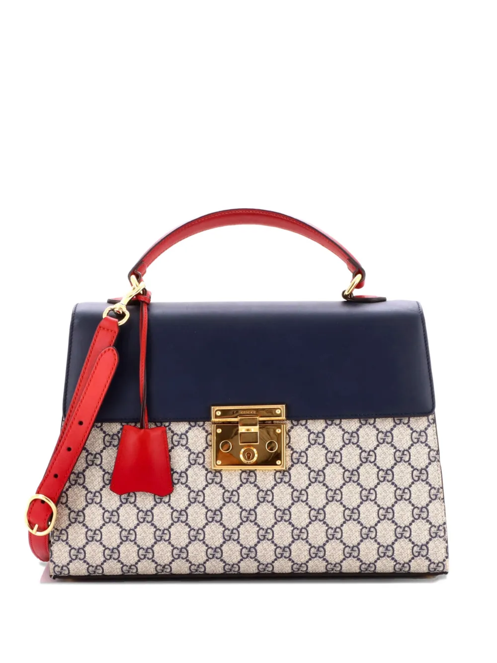Gucci Pre-Owned Borsa a tracolla Padlock media in tela cerata GG e pelle con manico - Blu