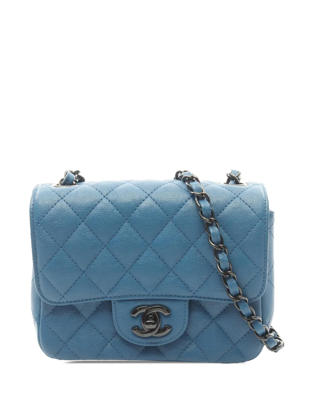 CHANEL Pre-Owned 2017-2018 Mini Square Classic Lambskin Single Flap shoulder bag - Blu