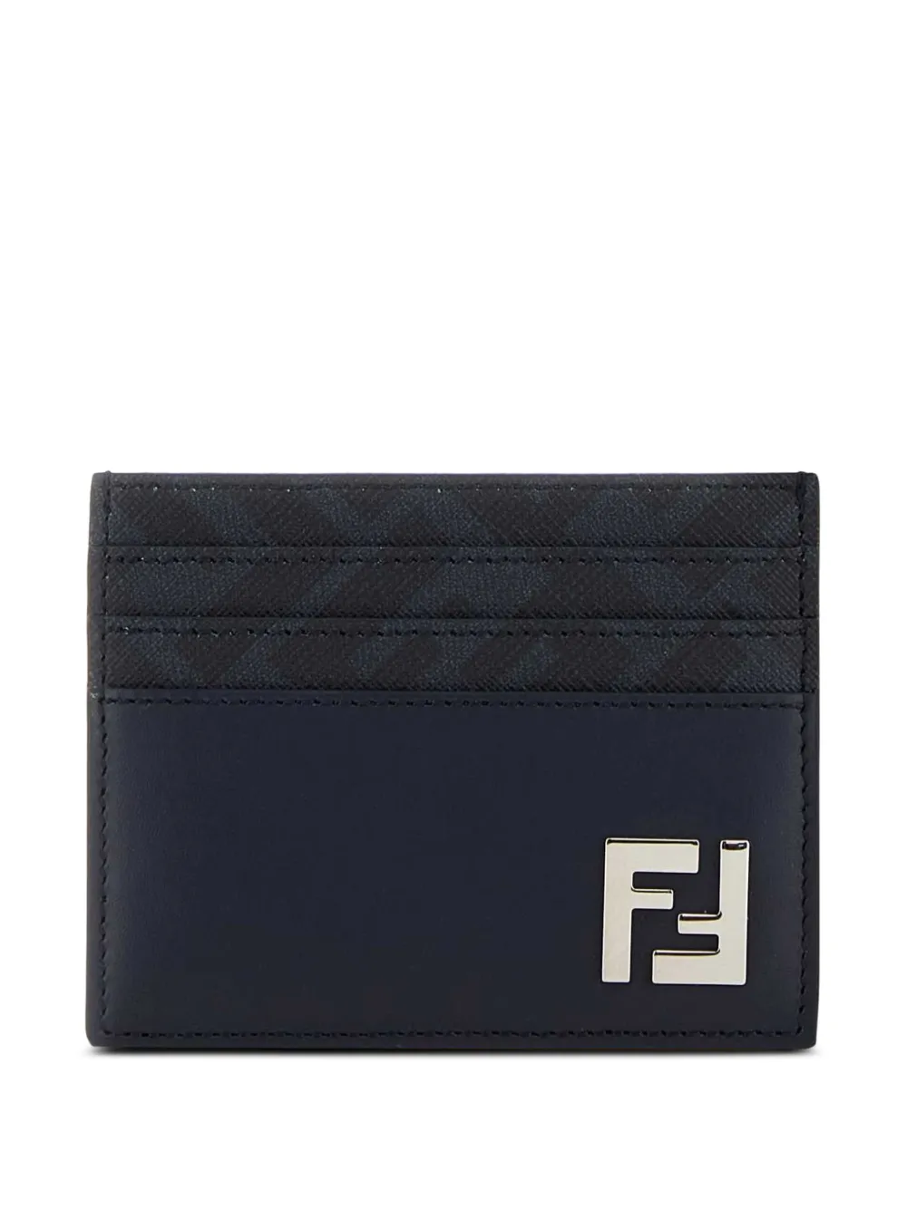 FENDI logo leather card holder - Blu