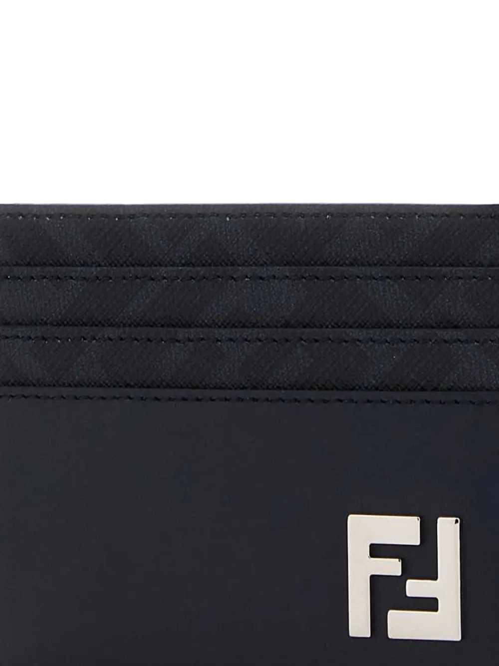 Fendi Logo Leather Card Holder - Blue 
