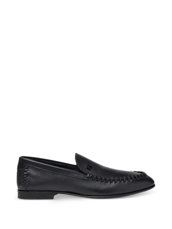 Fendi Leather Braided Loafers in Black