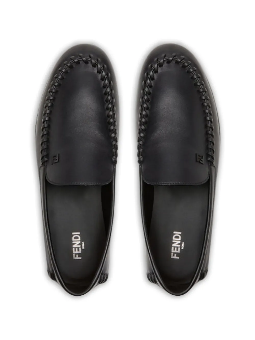 FENDI Loafers met logodetail en stiksels Zwart