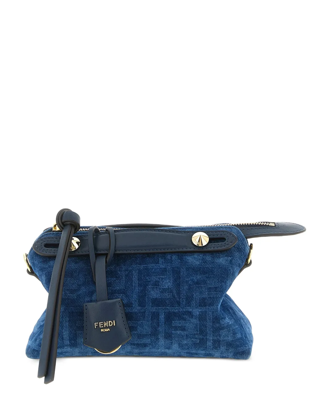 FENDI mini By The Way Soft flocked tote bag - Blu