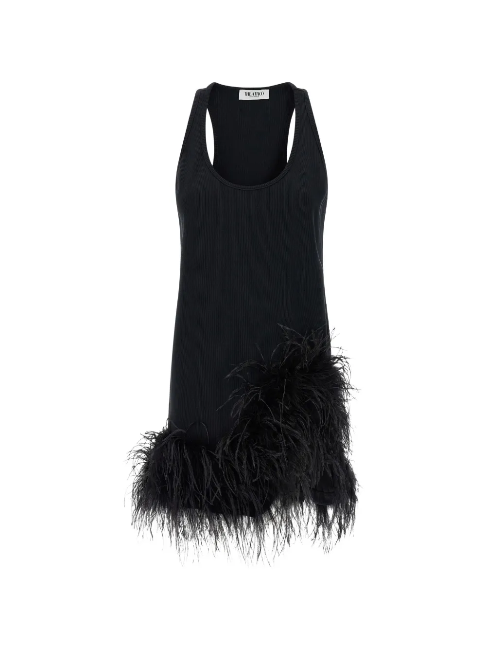 The Attico ribbed feather mini dress - Nero