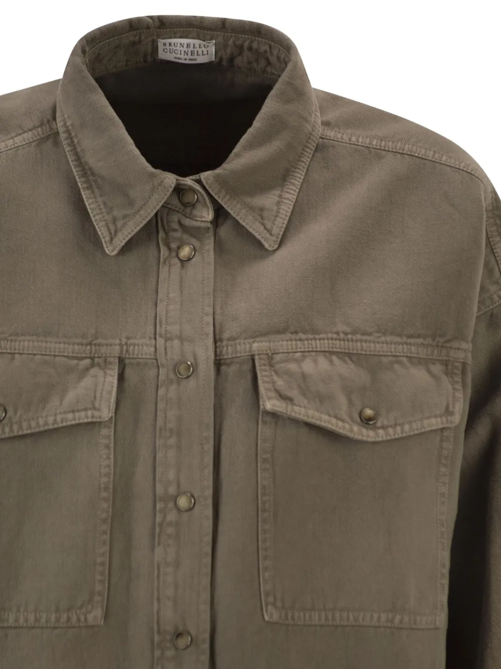 Brunello Cucinelli Blouse met klepzakken en knopen Bruin