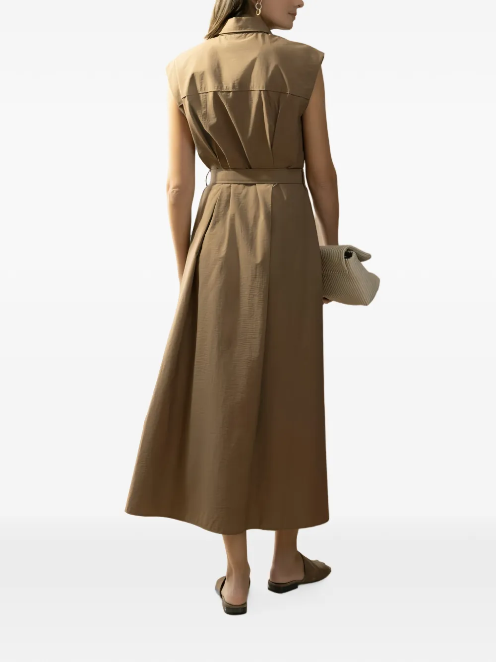 Brunello Cucinelli Midi-jurk met ceintuur Bruin