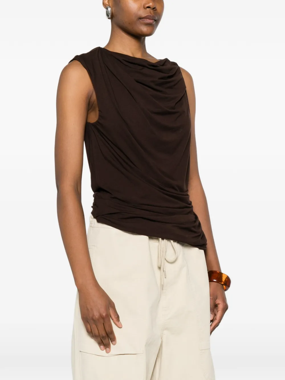  Entire Studios Draped Sleeveless Top - Brown 
