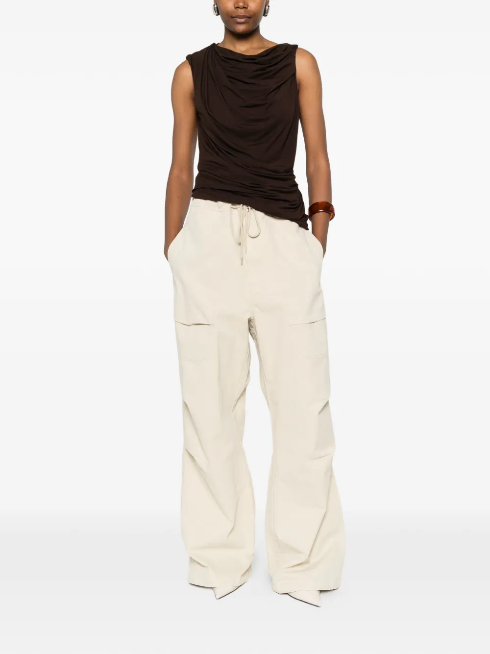  Entire Studios Draped Sleeveless Top - Brown 
