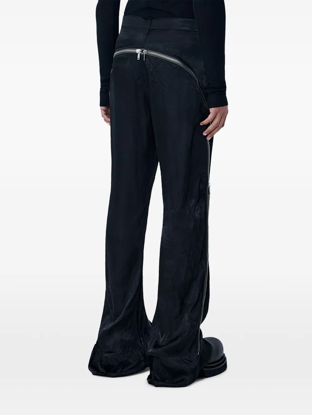 Rick Owens Gekreukte broek met rits aan de zijkant Zwart