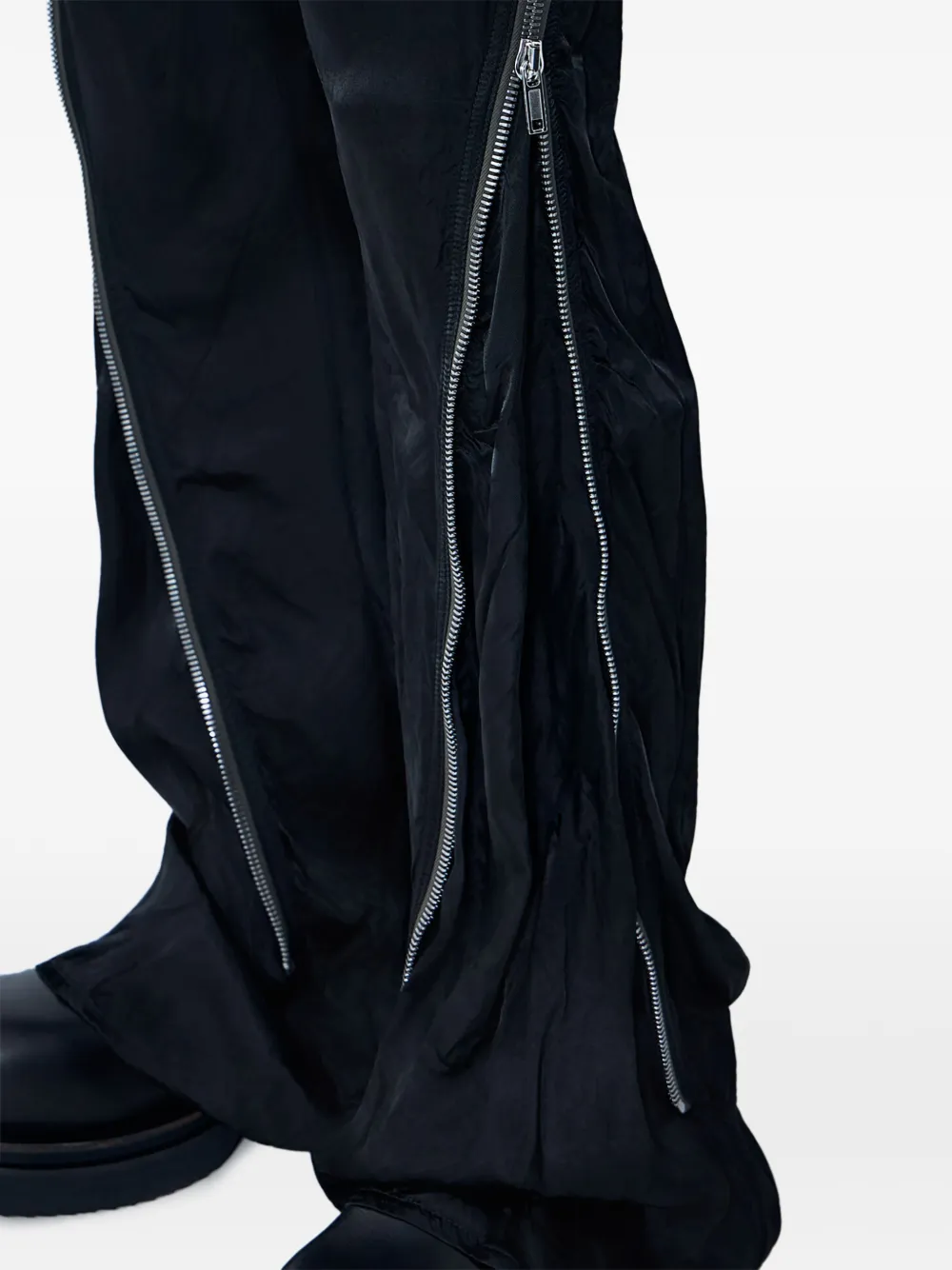 Rick Owens Gekreukte broek met rits aan de zijkant Zwart