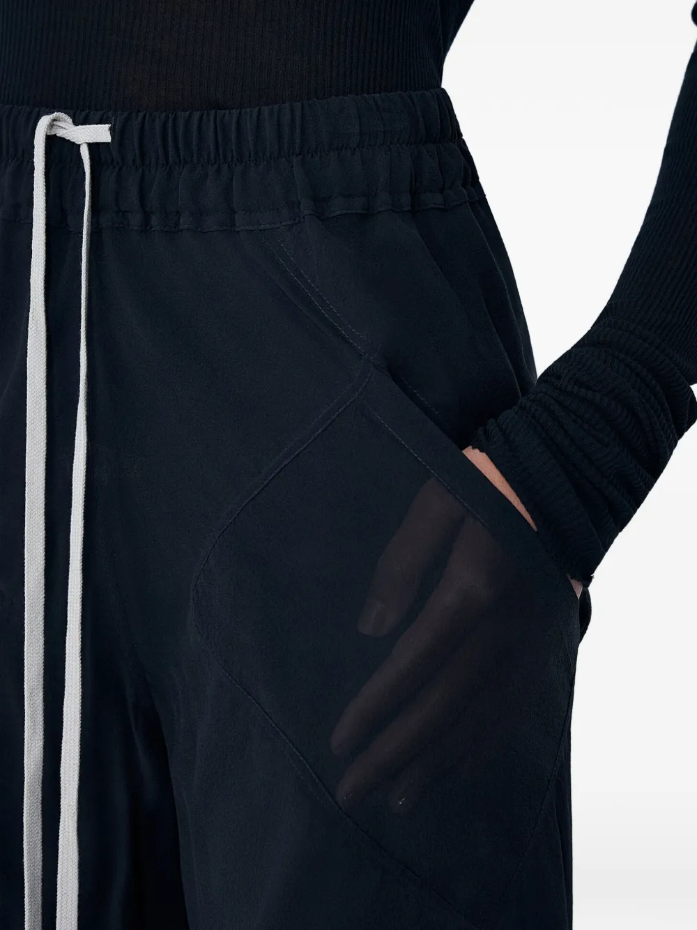 Rick Owens Broek met wijde pijpen en trekkoord Zwart