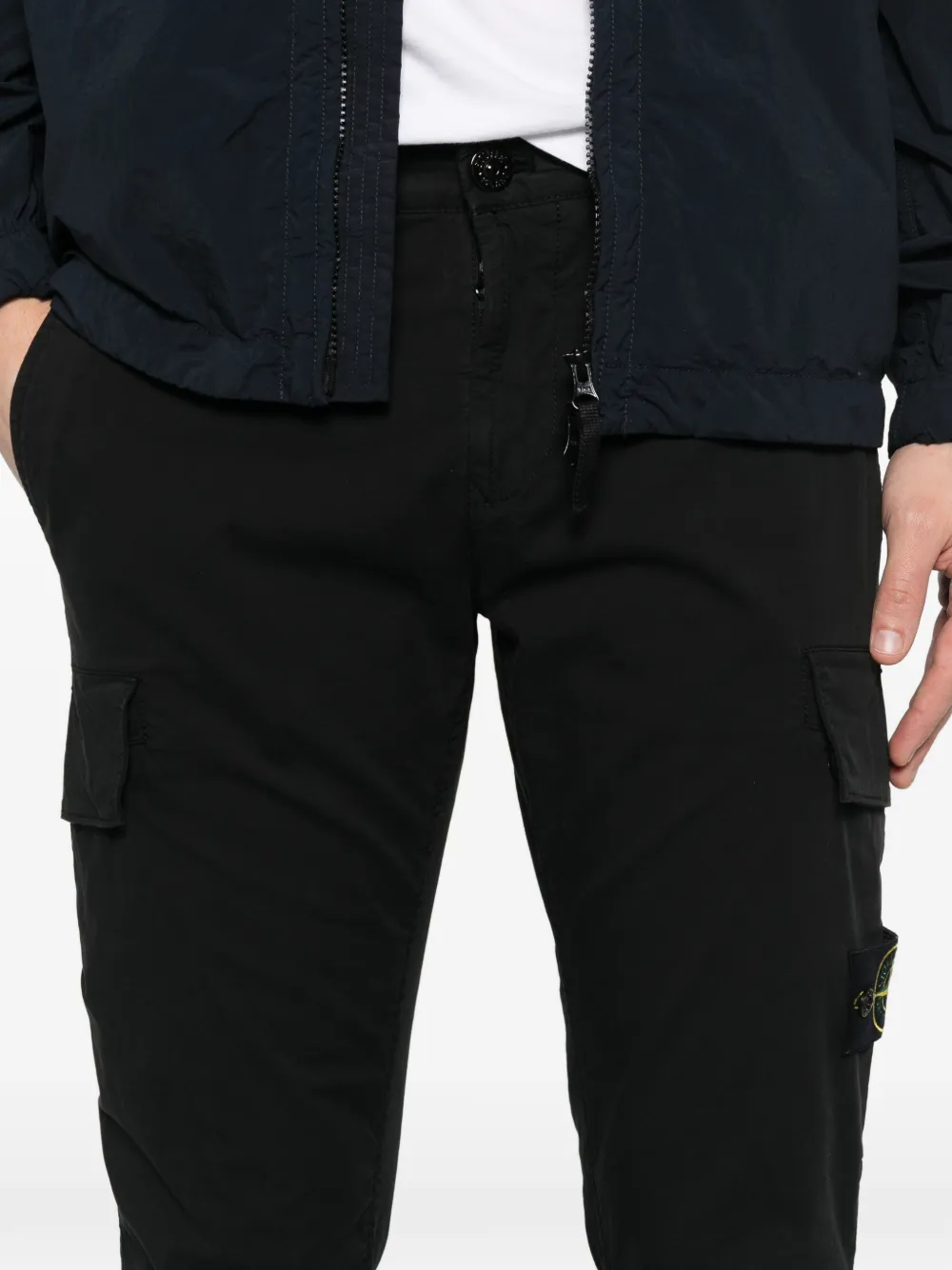Stone Island Cargo broek met logopatch Zwart