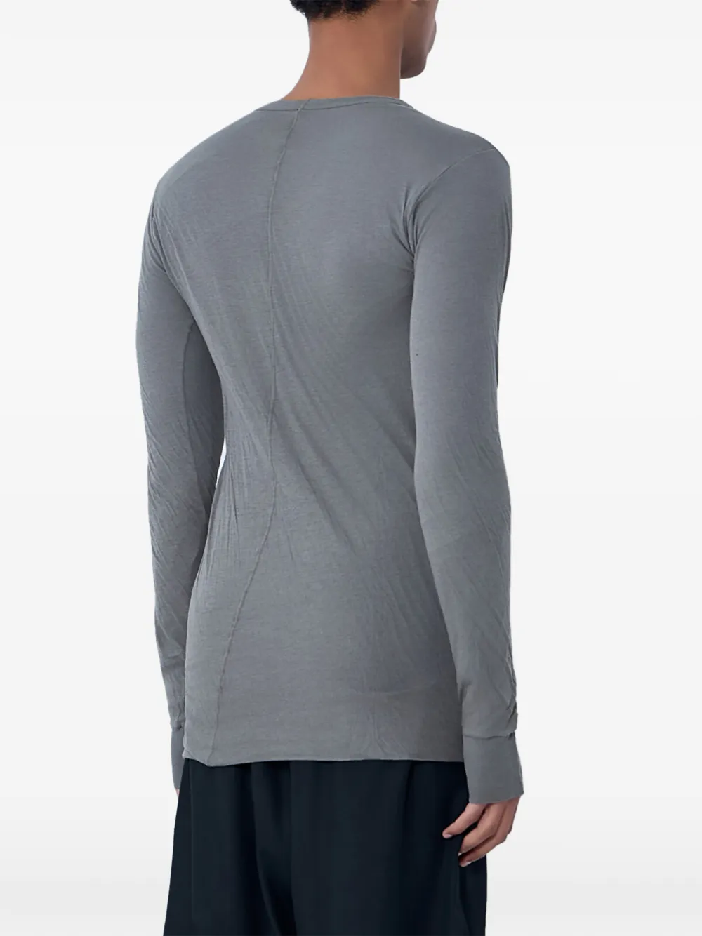 Rick Owens T-shirt met ronde hals en lange mouwen Grijs